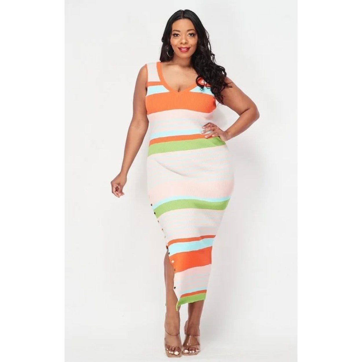 Orange Multi-Striped Dress - LeAmore Boutique