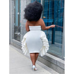 Milano White Ruched Dress - LeAmore Boutique