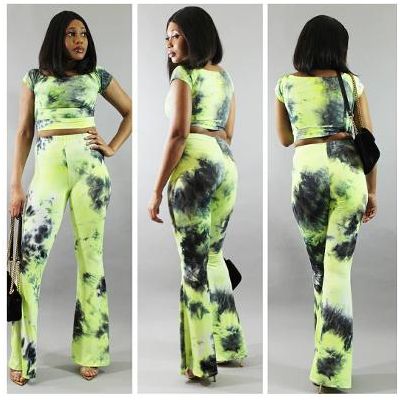 Summer Neon Green Tie Dye Set - LeAmore Boutique