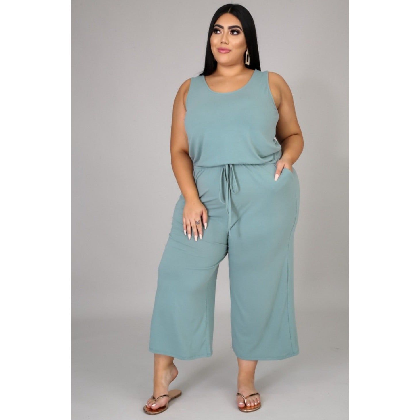 Leora Jumpsuit - Lt. Sage - LeAmore Boutique